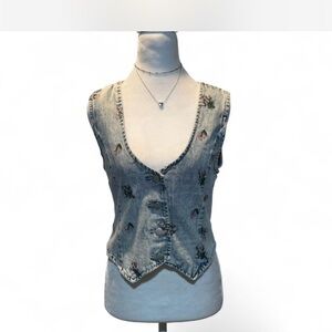 Floral Denim Vest Top